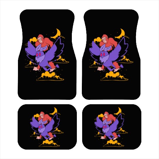 Bigfoot Riding Mothman Funny Cryptozoology Car Mats