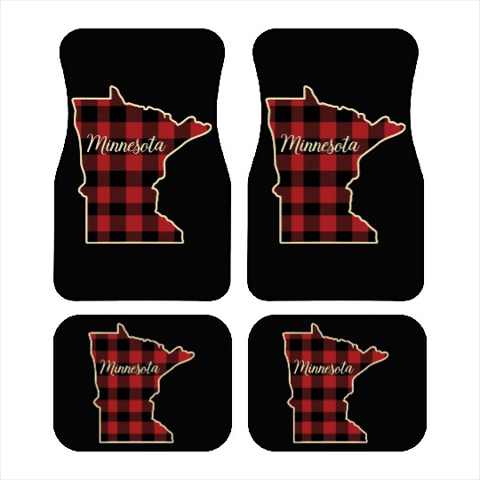 Minnesota Buffalo Plaid Silhouette Home State Car Mats