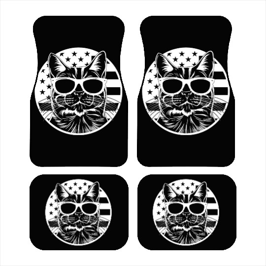 Cat With America Flag I Funny Cat Lover American F Car Mats