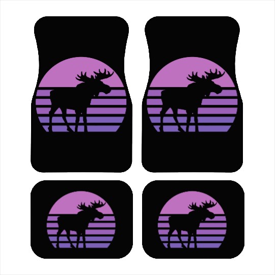 Moose In Sunset Retro Moose Wildlife Nature Car Mats