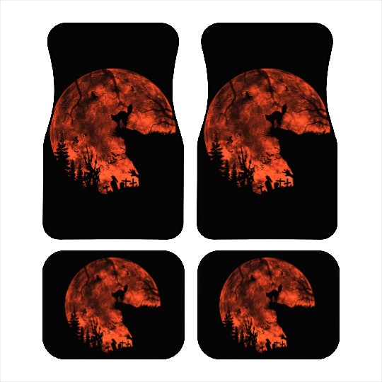 Cat Red Moon trick or treat Bats Forest Funny Hall Car Mats