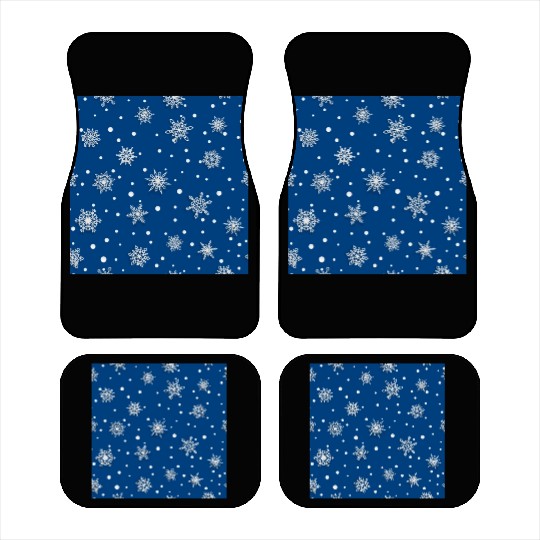 Modern Navy Blue Snowflakes Pattern Car Mats