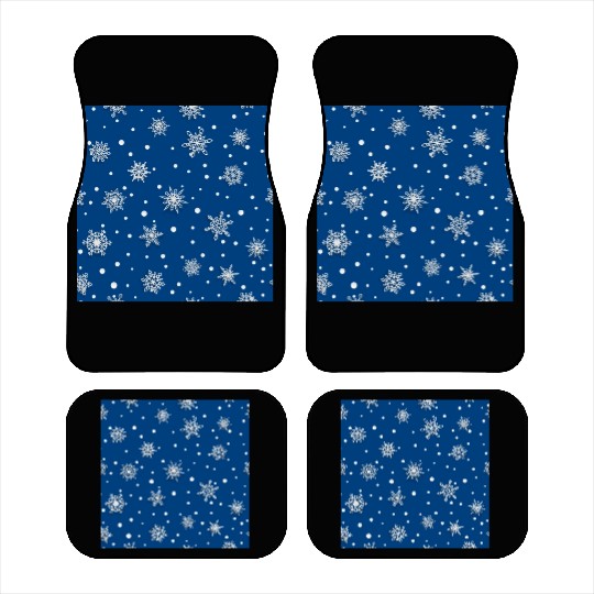 Modern Navy Blue Snowflakes Pattern Car Mats