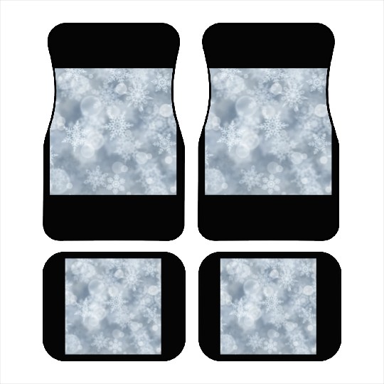 Grey White Snowflakes Pattern Car Mats