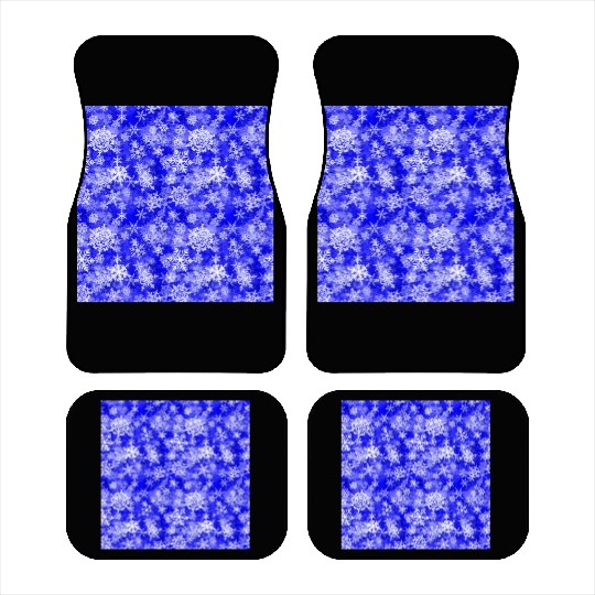Navy Blue White Snowflakes Pattern Car Mats