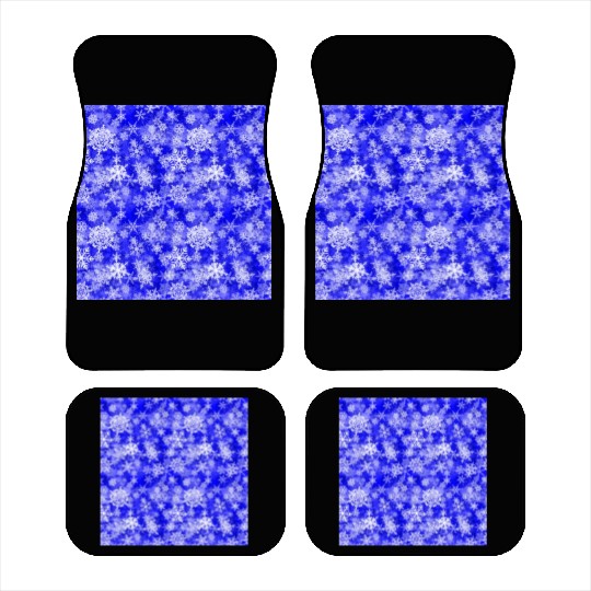 Navy Blue White Snowflakes Pattern Car Mats