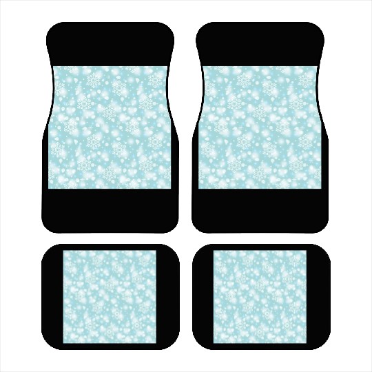 Teal Snowflakes Pattern Car Mats