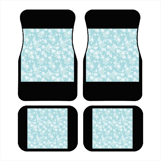 Teal Snowflakes Pattern Car Mats