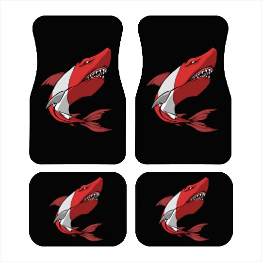 Scuba Diver Red White Flag Shark Scuba Diving Car Mats