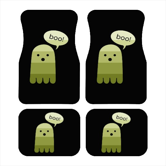 Olive Green Boo Ghost Halloween Car Mats