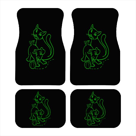 Cat And Dog Green Tow Car Mats