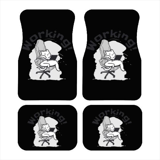 Working Cat Busy Cat Owner Professional Worker Car Mats