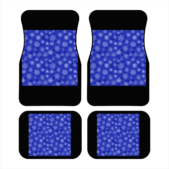 Pretty Navy Blue Snowflakes Pattern Car Mats