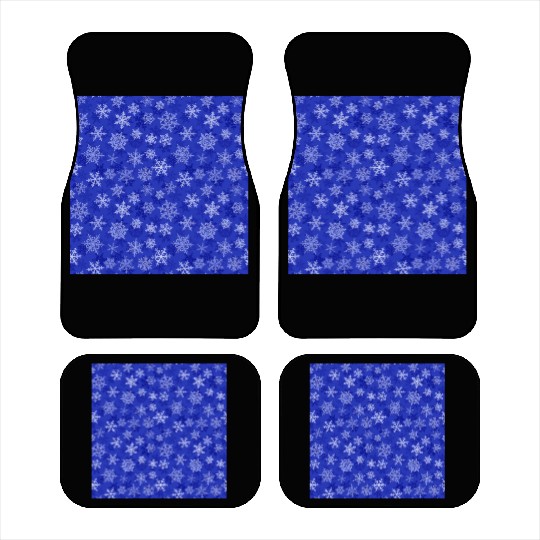 Pretty Navy Blue Snowflakes Pattern Car Mats