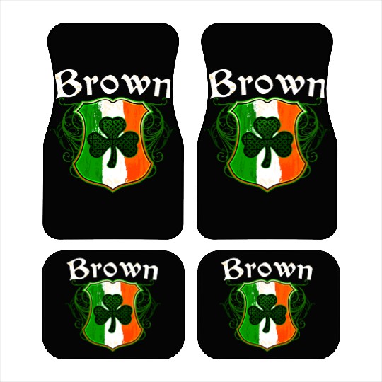 Brown Irish Surname Ireland Flag Shield Shamrock Car Mats