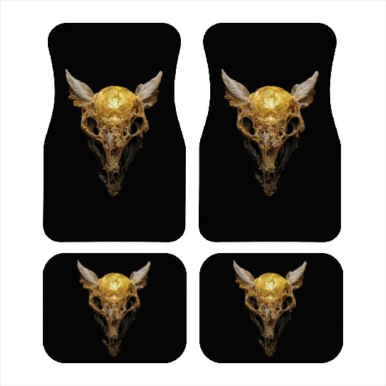 Gold Skull horror Car Mats