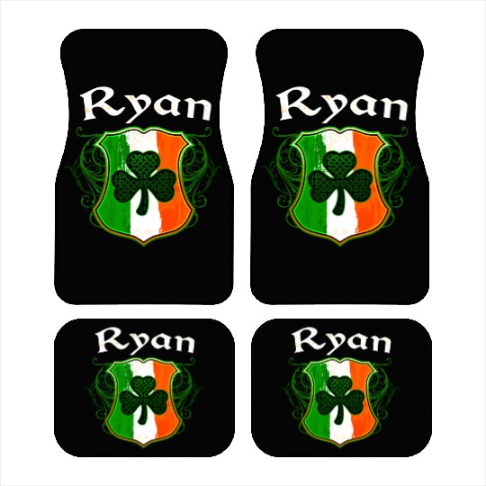 Ryan Irish Surname Ireland Flag Shield Shamrock Car Mats