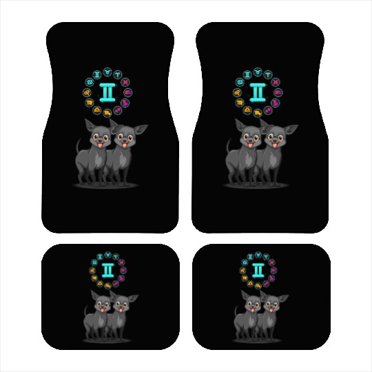 Funny Dog Lover Horoscope Gemini Zodiac Sign Cool Car Mats