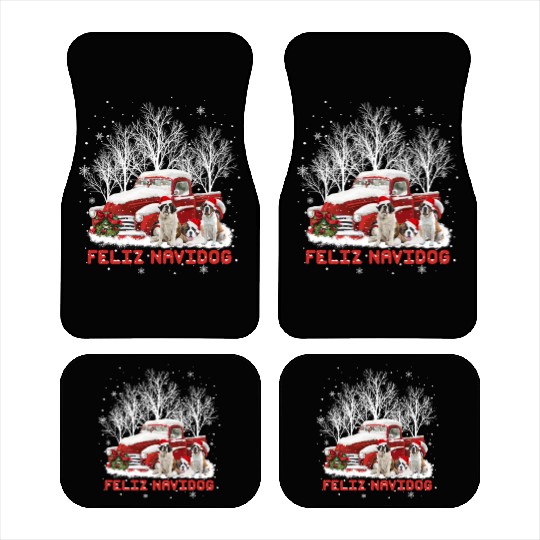 Feliz Navidog Saint Bernard Christmas Dog Lovers Car Mats