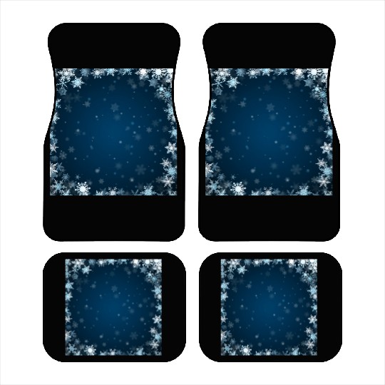 Navy Blue White Snowflakes Pattern Car Mats