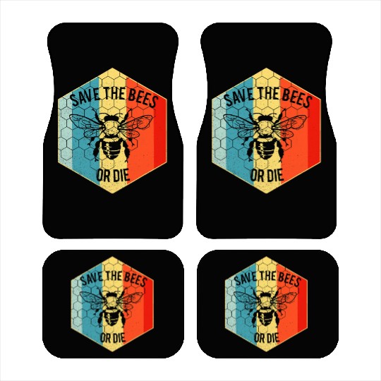 Save the Bees or Die Car Mats Retro Beekeeper Car Mats