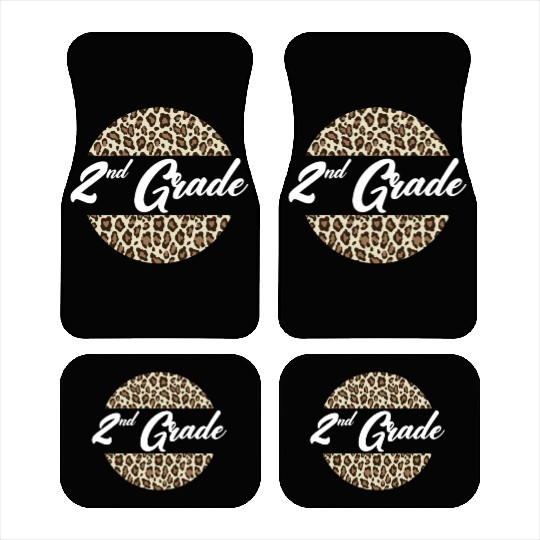 2nd Grade Cheetah Print School Teacher Student Car Mats
