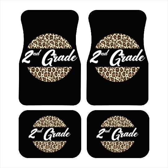 2nd Grade Cheetah Print School Teacher Student Car Mats