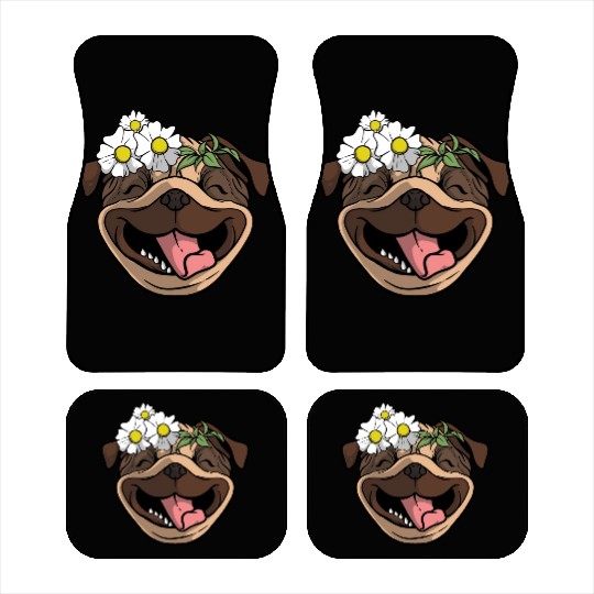 Dog Pug Flower Car Mats