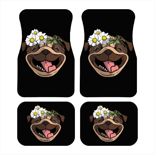 Dog Pug Flower Car Mats