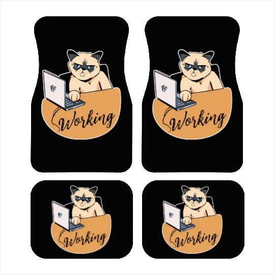 Working Cat Busy Cat Owner Professional Worker Car Mats