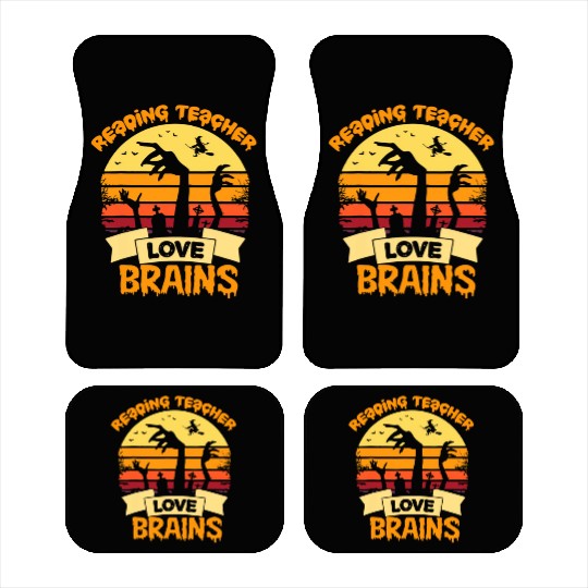 Reading Teachers Love Brains Zombie Teacher School Car Mats