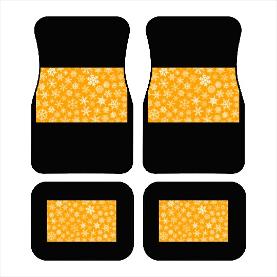 Winter Snowflakes Pattern Orange White Car Mats