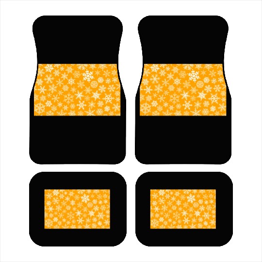 Winter Snowflakes Pattern Orange White Car Mats