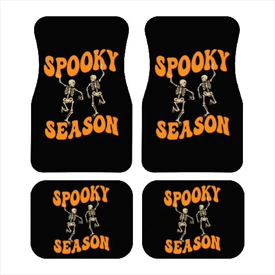 Cute Spooky Season Dancing Skeletons Halloween Car Mats