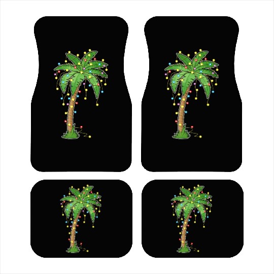 Christmas Lights Palm Tree Beach Funny Tropical Car Mats