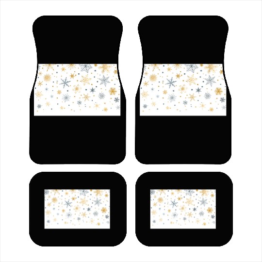 Elegant Snowflakes White Gold Silver Car Mats