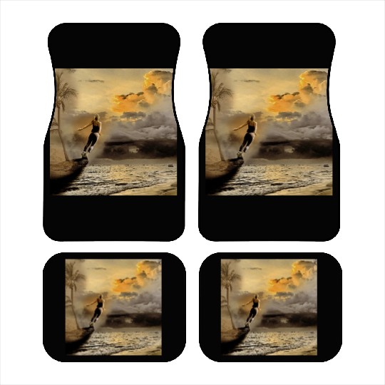 dark blue ocean waves storm fantasy Car Mats