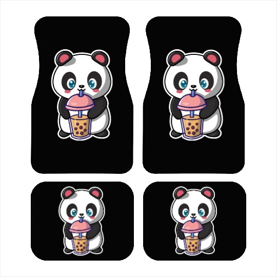 Panda Bear Boba Milk Tea Funny Bubble Tea Lovers Car Mats