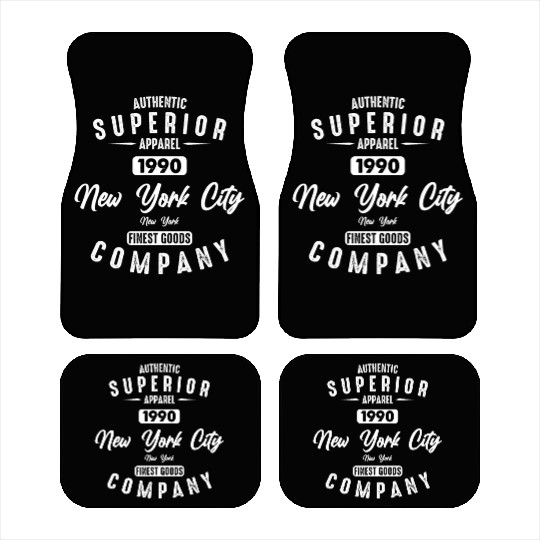 New York City Born In 1990 Vintage Birthday Car Mats