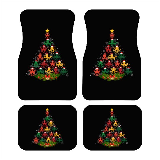 Family Matching Christmas Pajama Octopus Xmas Tree Car Mats