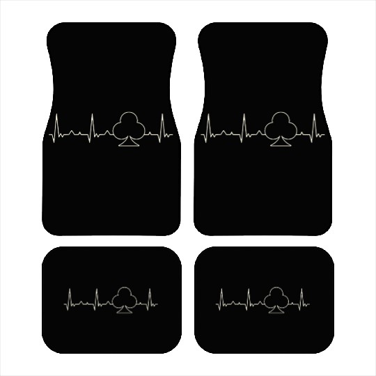 Clubs Poker Card Symbol. Heart. Love. EKG. Pulse. Car Mats