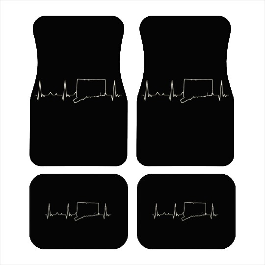Connecticut State USA. Heart. Love. EKG. Pulse. Car Mats