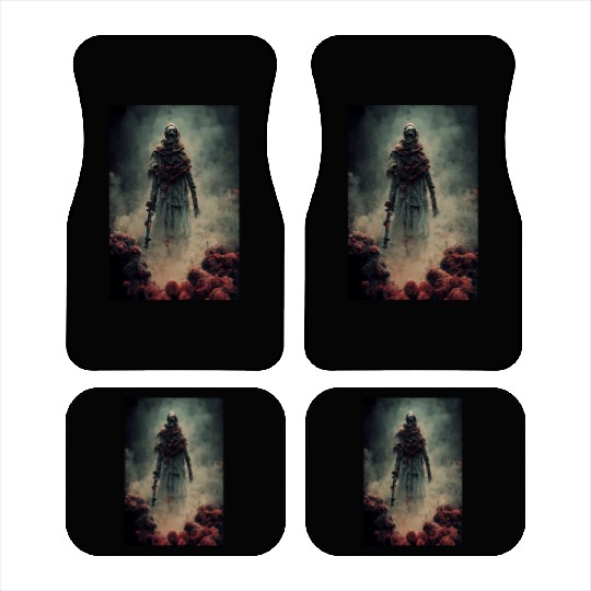 Zombie soldier with smoking skulls Car Mats