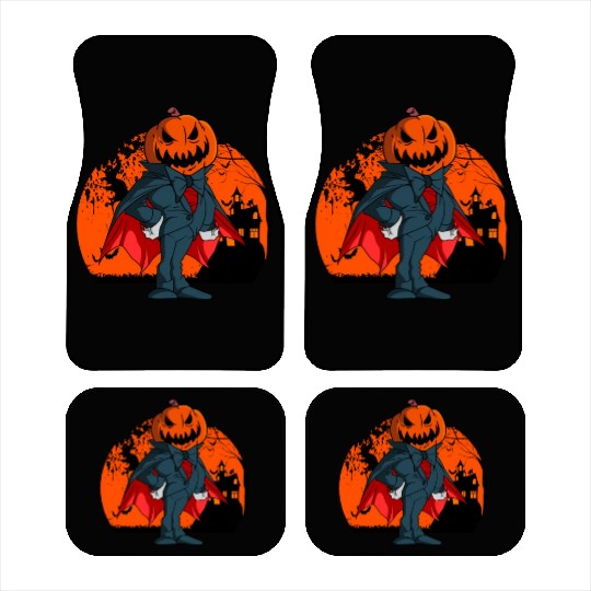 Vampire Pumpkin Head Jack O' Lantern Halloween Car Mats