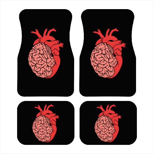 Half Brain Half Heart Organ Anatomy Science Car Mats