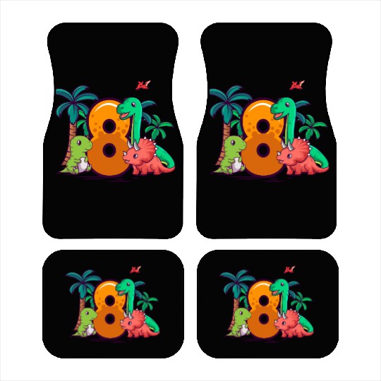 8th Birthday Trex Triceratops Dinosaur 8 Year Car Mats