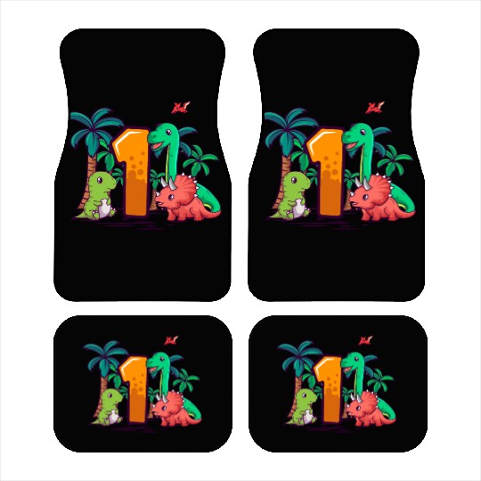 1st Birthday T-Rex Triceratops Dinosaur 1 Year Car Mats