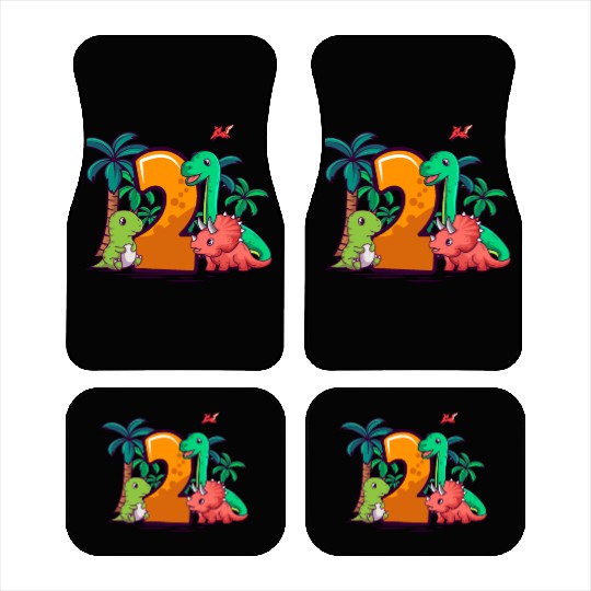 2nd Birthday Trex Triceratops Dinosaur 2 Year Car Mats