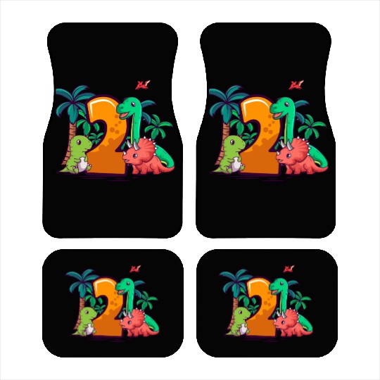 2nd Birthday Trex Triceratops Dinosaur 2 Year Car Mats