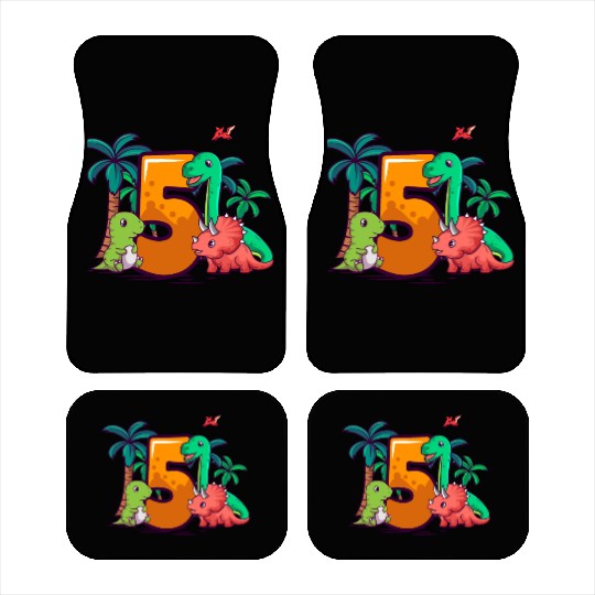 5th Birthday Trex Triceratops Dinosaur 5 Year Car Mats